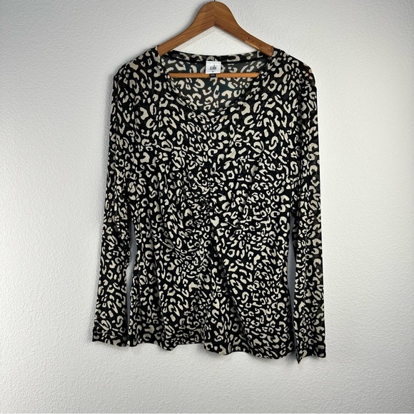 CAbi Tops - Cabi Sweetheart Top Mesh Leopard Print Sz XL‎